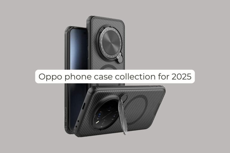 Oppo phone case collection for 2025 featuring MagSafe and shockproof designs on a sleek surface.