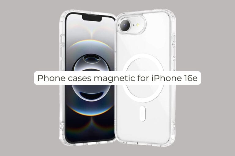 Phone cases magnetic for iPhone 16e with MagSafe compatibility on a modern surface
